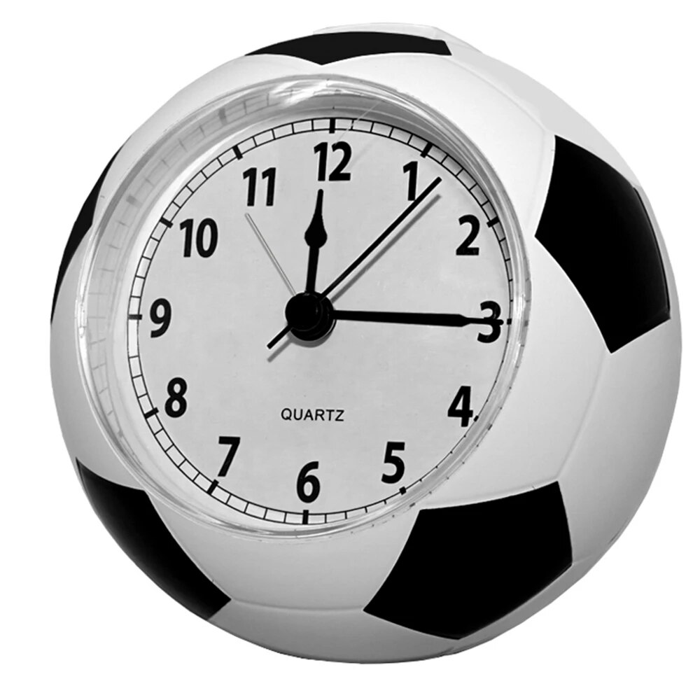 Board Game Football - Fußball-Wecker, leise Tischuhr, 3D-Fußball-förmige Studenten-Cartoon-niedliche Uhr,